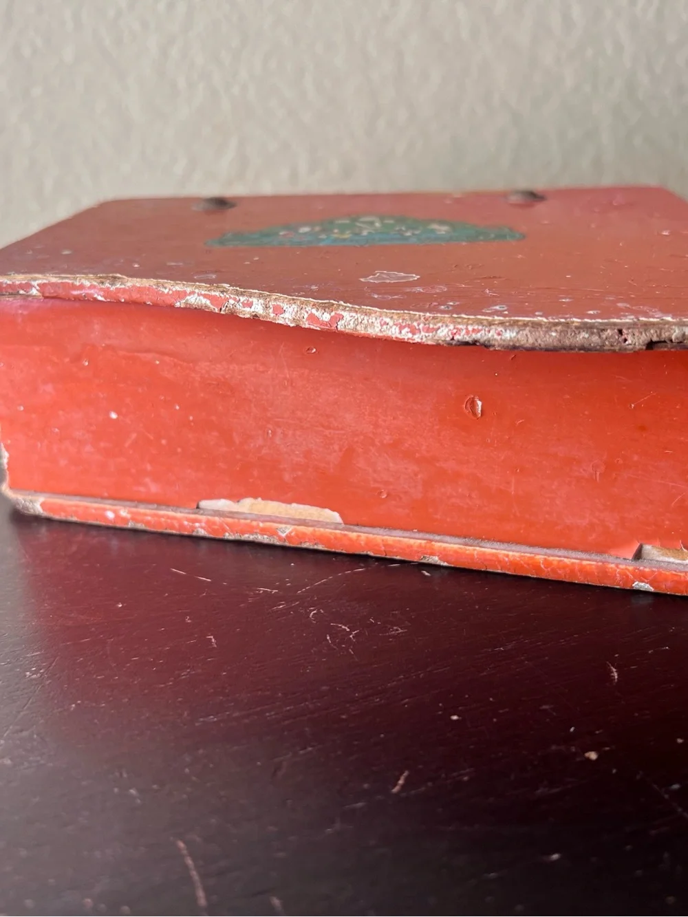 Vintage 1950s Orchestra Piano Toy Grand Piano Red Chippy Paint